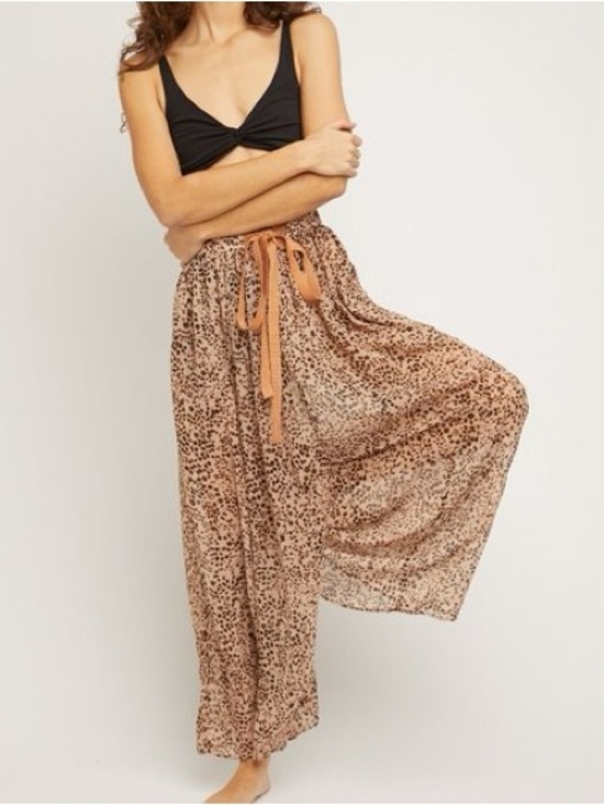 Intimately By Free People Pants - Free People Intimately Sleepin In Leopard Sheer Wide Leg Pants Small